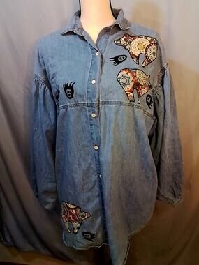 Tianello denim bear shirt